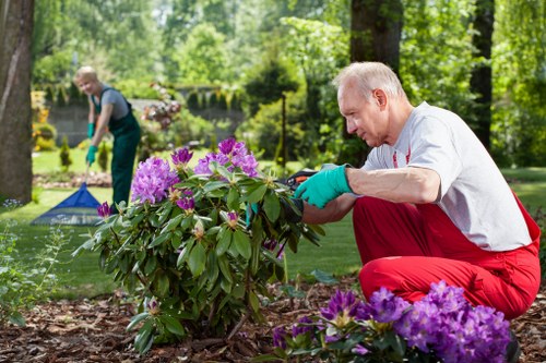 Residents separating garden waste into compostable containers